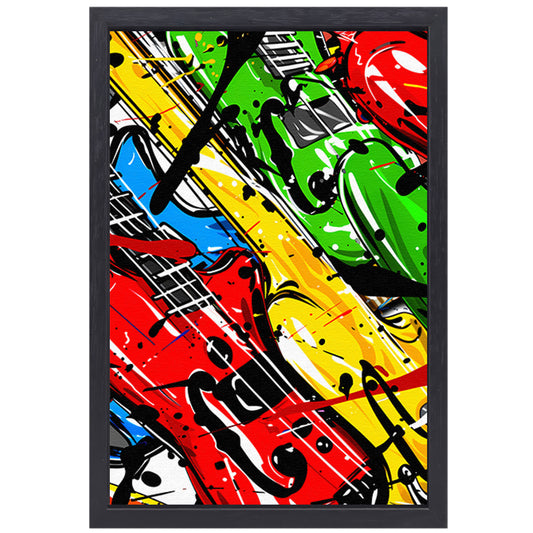 Kleurrijk Abstract gitaar kunst canvas met baklijst