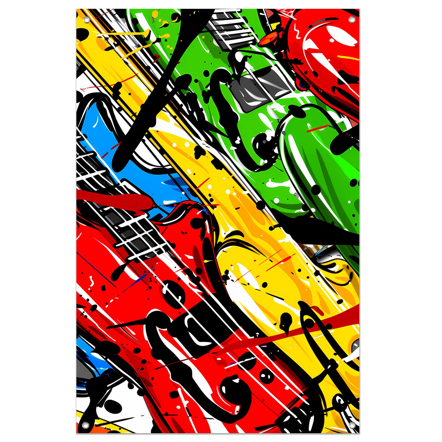 Kleurrijk Abstract gitaar kunst tuinposter