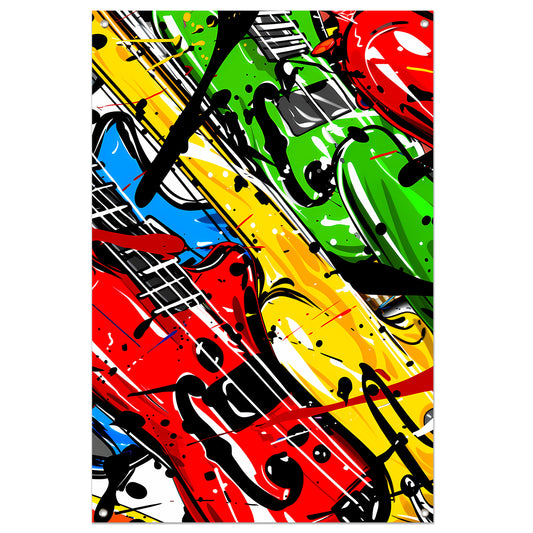 Kleurrijk Abstract gitaar kunst tuinposter