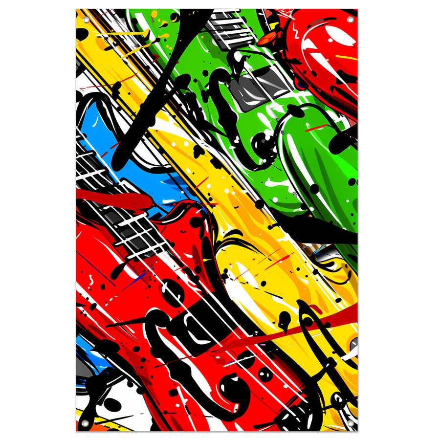 Kleurrijk Abstract gitaar kunst tuinposter
