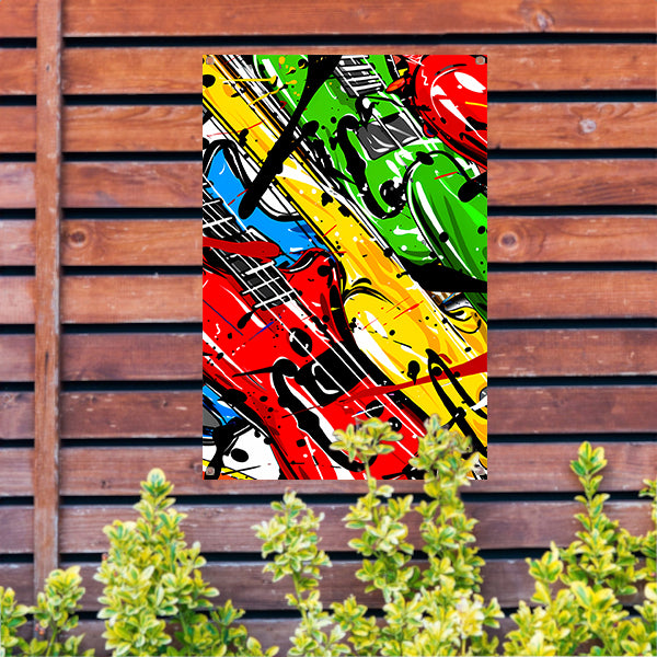 Kleurrijk Abstract gitaar kunst tuinposter