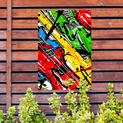 Kleurrijk Abstract gitaar kunst tuinposter