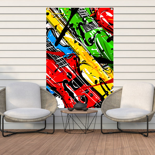 Kleurrijk Abstract gitaar kunst tuinposter