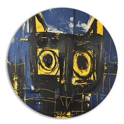 Abstract expressieve schilderij van een kat aluminium muurcirkel