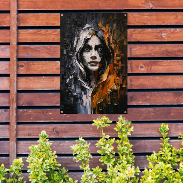 Dynamisch Abstract Portret met Expressieve Kleuren tuinposter