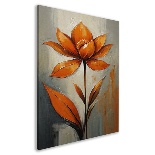 Oranje Bloesem Impressie op Grijs Canvas canvas