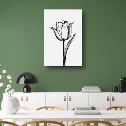 Zwarte lijnen, witte tulp, minimalistisch design canvas