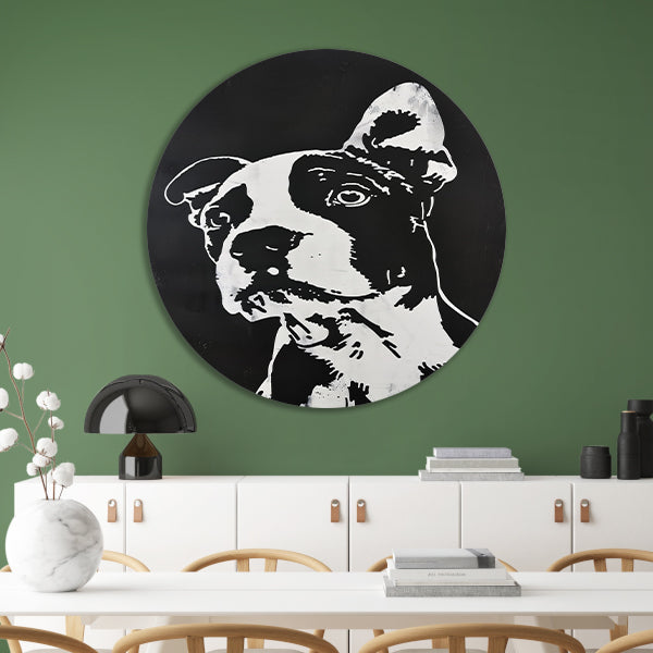 Minimalistisch Straathond Portret aluminium muurcirkel