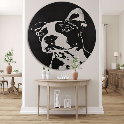 Minimalistisch Straathond Portret aluminium muurcirkel