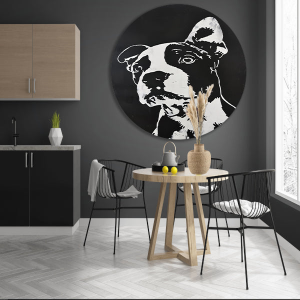 Minimalistisch Straathond Portret aluminium muurcirkel
