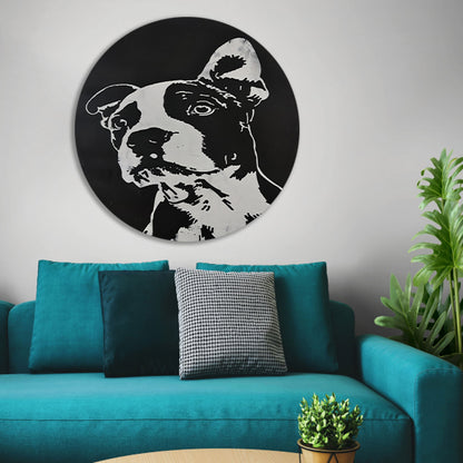 Minimalistisch Straathond Portret aluminium muurcirkel