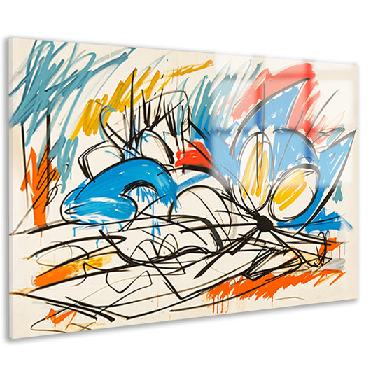 Abstracte kleurrijke kat schilderij in moderne stijl acrylglas