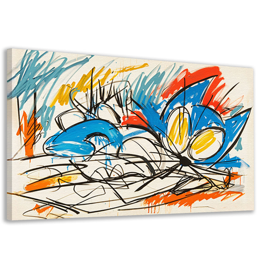 Abstracte kleurrijke kat schilderij in moderne stijl canvas
