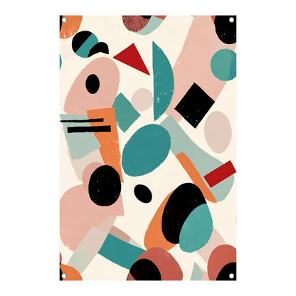 Abstracte geometrische vormen en kleuren schilderij tuinposter