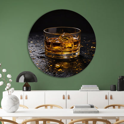 Amber Whisky in Glas met Gouden Accenten forex muurcirkel
