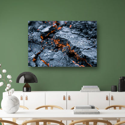 Vurige texturen in gebarsten rots canvas