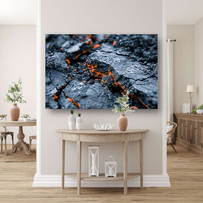 Vurige texturen in gebarsten rots canvas