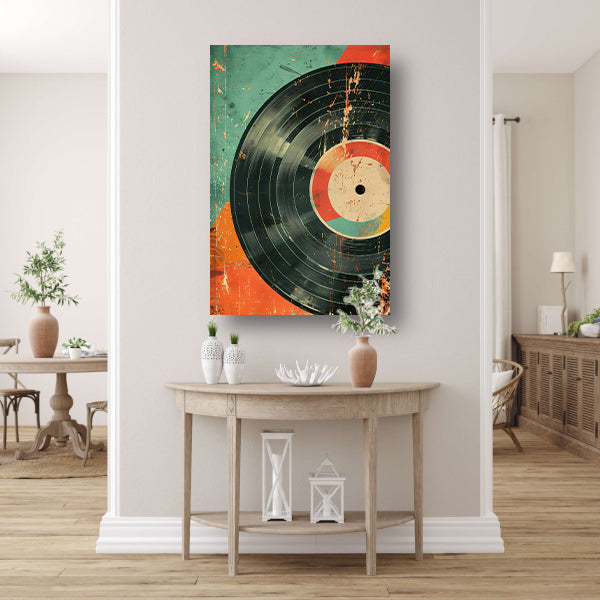Abstracte Vinylplaat met Verfspatten poster