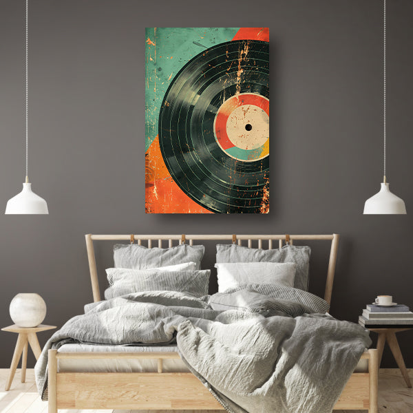 Abstracte Vinylplaat met Verfspatten poster