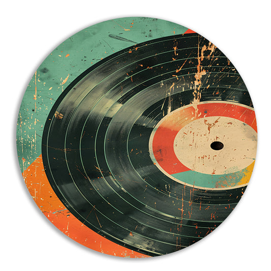 Abstracte Vinylplaat met Verfspatten forex muurcirkel