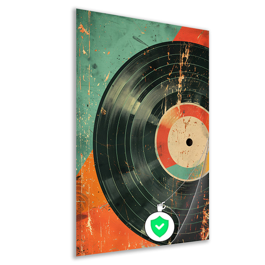 Abstracte Vinylplaat met Verfspatten poster