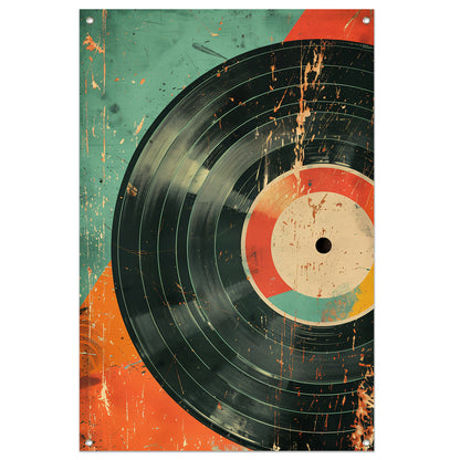 Abstracte Vinylplaat met Verfspatten tuinposter