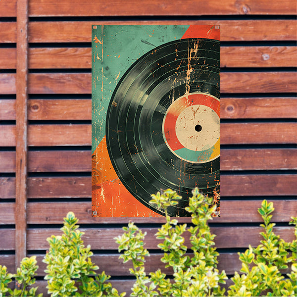 Abstracte Vinylplaat met Verfspatten tuinposter