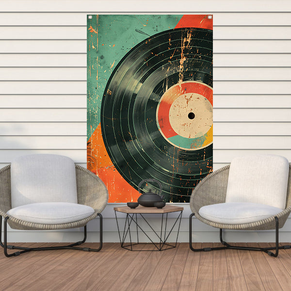 Abstracte Vinylplaat met Verfspatten tuinposter