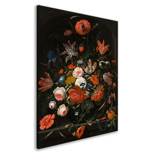 Bloemen in een glazen vaas - Abraham Mignon canvas