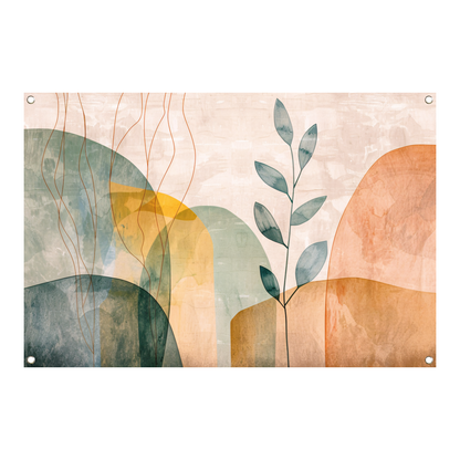 Minimalistische natuur in abstracte aardetinten tuinposter