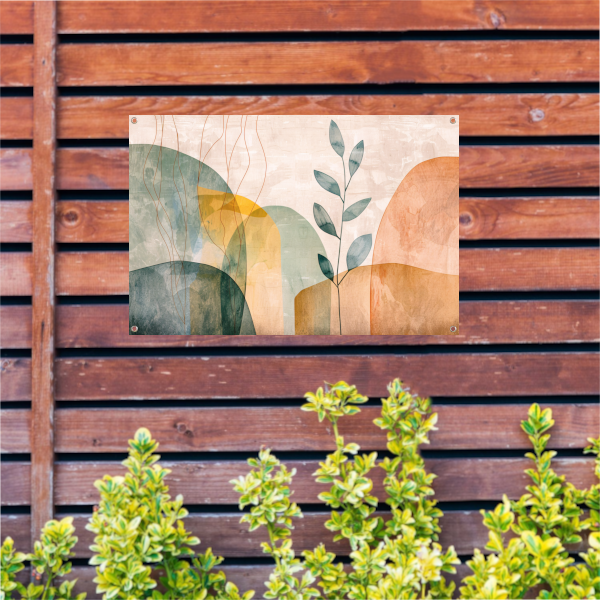 Minimalistische natuur in abstracte aardetinten tuinposter
