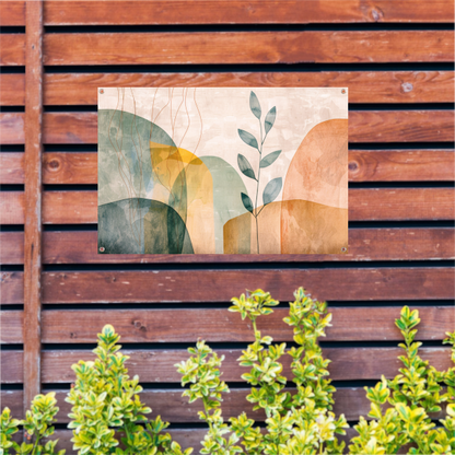 Minimalistische natuur in abstracte aardetinten tuinposter