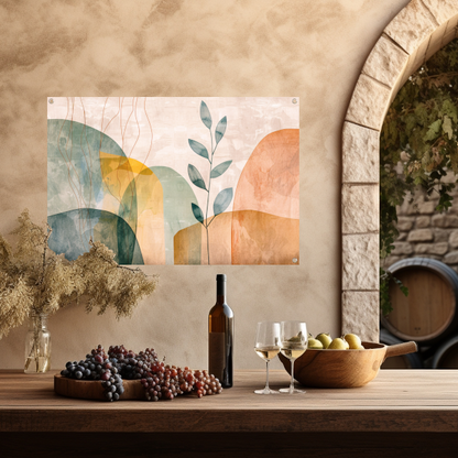 Minimalistische natuur in abstracte aardetinten tuinposter