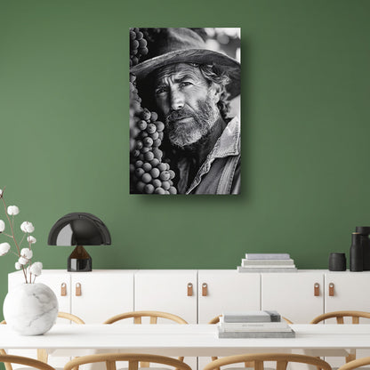 Portret van een wijngaardenier met druiven canvas