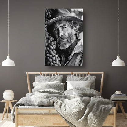 Portret van een wijngaardenier met druiven canvas