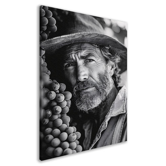 Portret van een wijngaardenier met druiven canvas