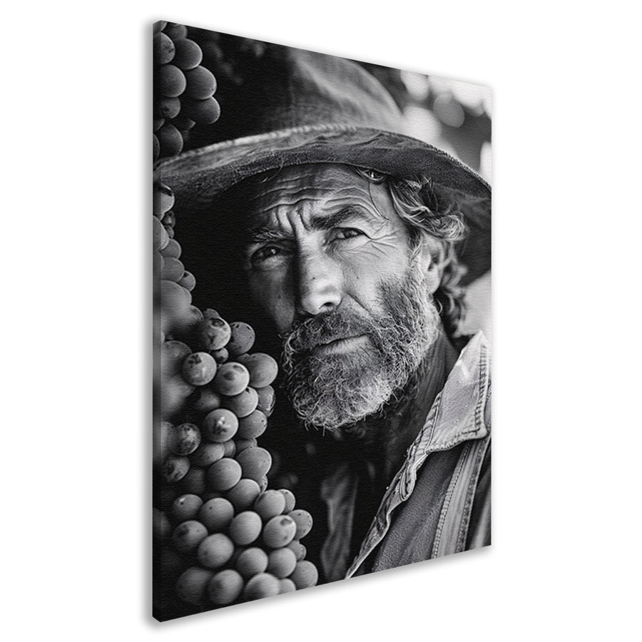 Portret van een wijngaardenier met druiven canvas