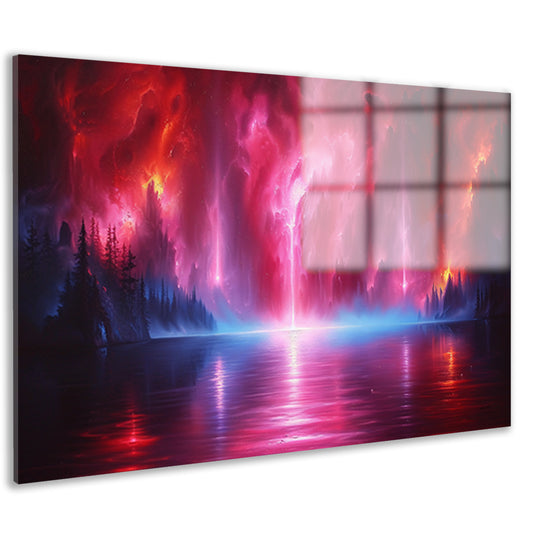 Mystieke natuur en magische luchten reflectie acrylglas
