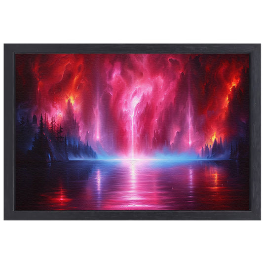 Mystieke natuur en magische luchten reflectie canvas met baklijst