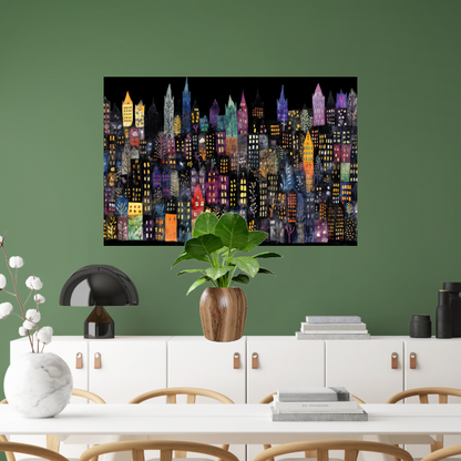 Kleurrijke Stad bij Nacht acrylglas
