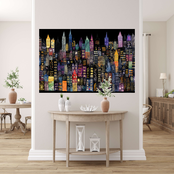 Kleurrijke Stad bij Nacht acrylglas