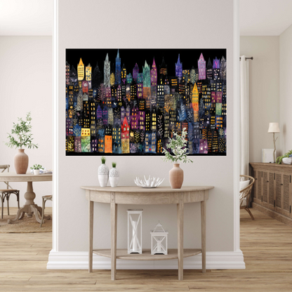 Kleurrijke Stad bij Nacht acrylglas
