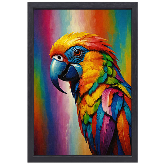 Moderne Papegaai in Kleurrijke Pracht canvas met baklijst
