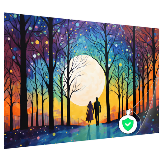 Romantische Avondwandeling Kleurrijk Bos poster