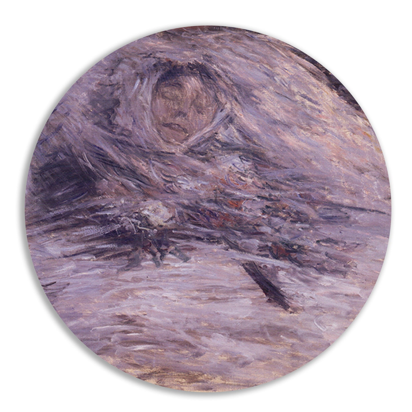 Camille Monet op haar sterfbed - Claude Monet aluminium muurcirkel