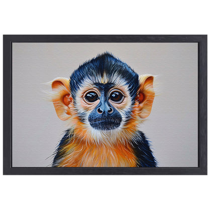 Realistisch schilderij van een schattige aap canvas met baklijst