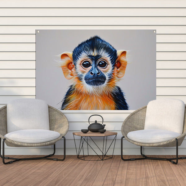 Realistisch schilderij van een schattige aap tuinposter