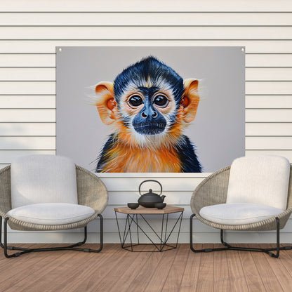 Realistisch schilderij van een schattige aap tuinposter