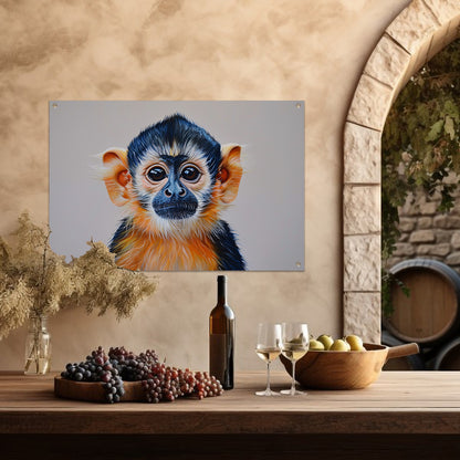 Realistisch schilderij van een schattige aap tuinposter
