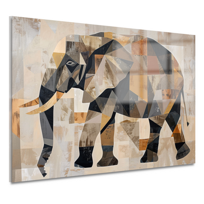 Geometrische Abstracte Olifant in Sepia acrylglas